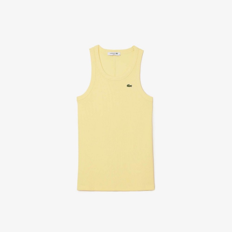 Women\'s Lacoste Slim Fit Organic Cotton Tank Top Pastel yellow | ZGF571426