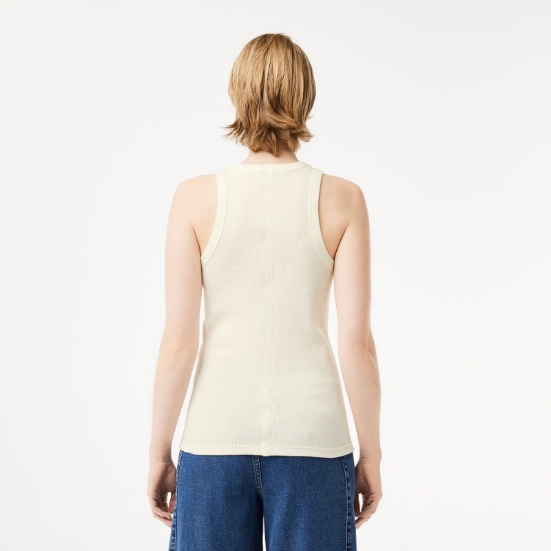 Women's Lacoste Slim Fit Organic Cotton Tank Top White | YJK807359