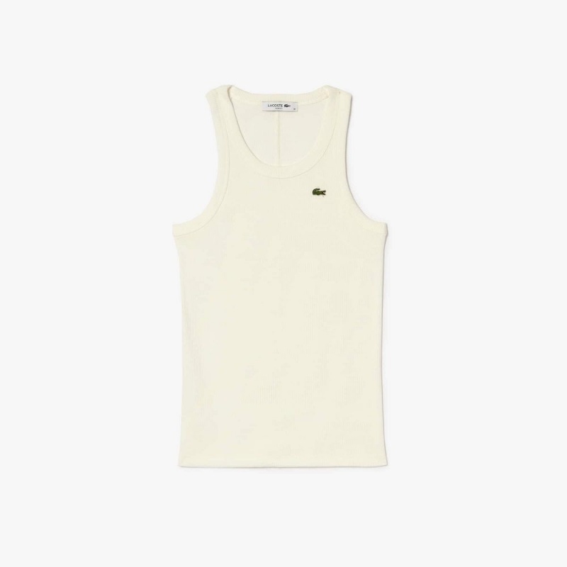 Women's Lacoste Slim Fit Organic Cotton Tank Top White | YJK807359