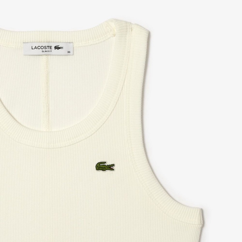 Women's Lacoste Slim Fit Organic Cotton Tank Top White | YJK807359