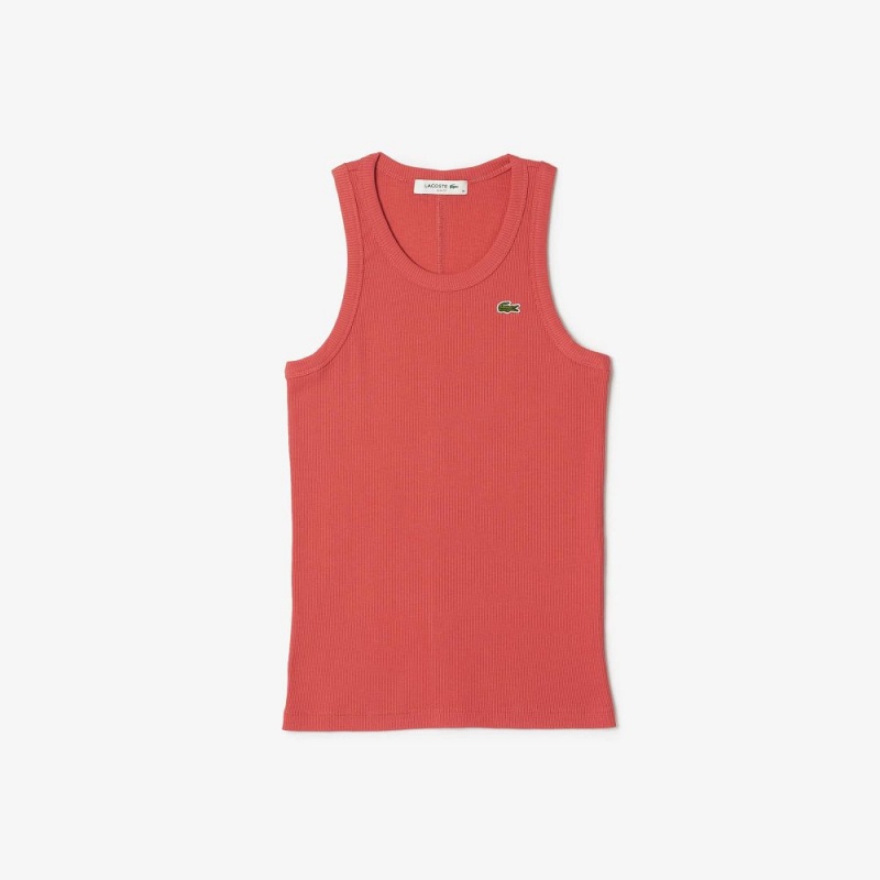 Women's Lacoste Slim Fit Organic Cotton Tank Top Pink | LEW692507