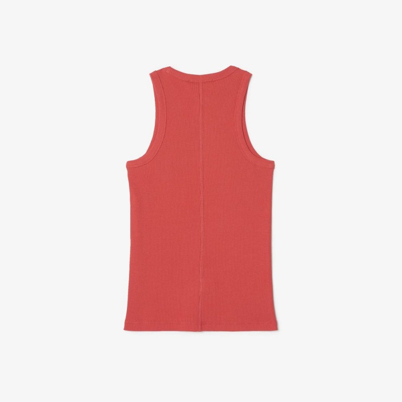 Women's Lacoste Slim Fit Organic Cotton Tank Top Pink | LEW692507