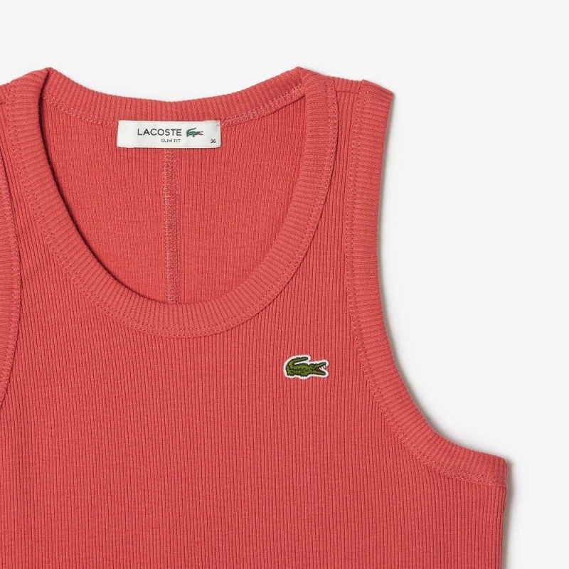 Women's Lacoste Slim Fit Organic Cotton Tank Top Pink | LEW692507