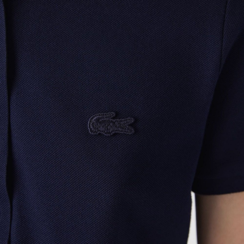 Women's Lacoste Slim Fit Stretch Cotton Piqué Polo Dress Navy Blue | FPD039256