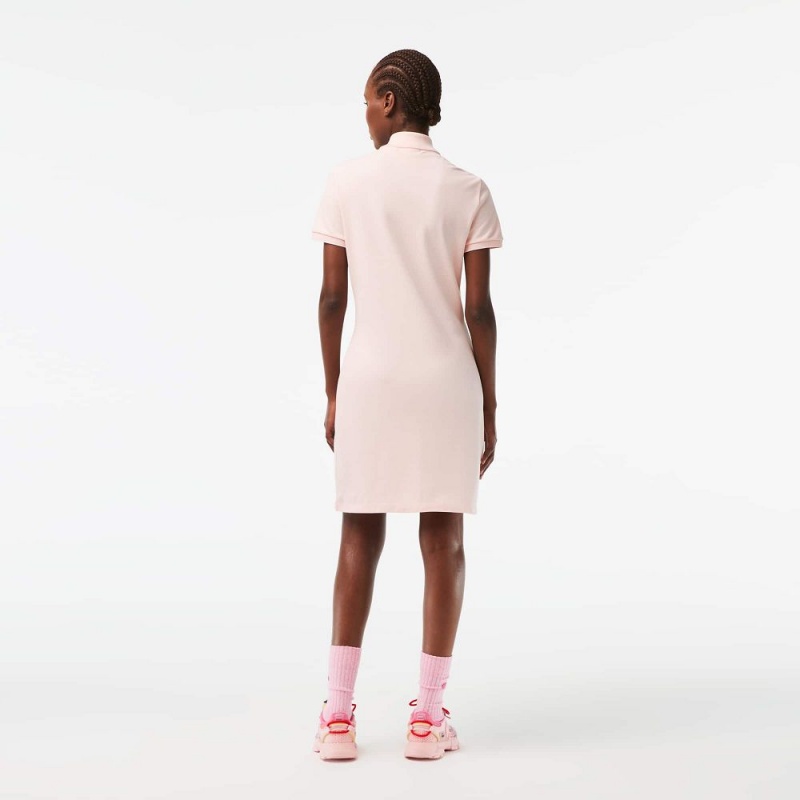 Women's Lacoste Slim Fit Stretch Cotton Piqué Polo Dress Light Pink | QPV346028