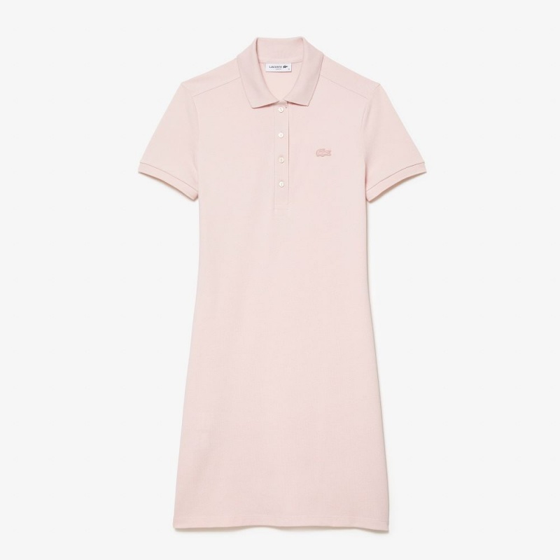 Women's Lacoste Slim Fit Stretch Cotton Piqué Polo Dress Light Pink | QPV346028