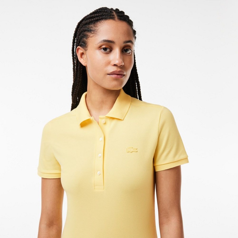 Women's Lacoste Slim Fit Stretch Cotton Piqué Polo Dress Pastel yellow | ZAB314075