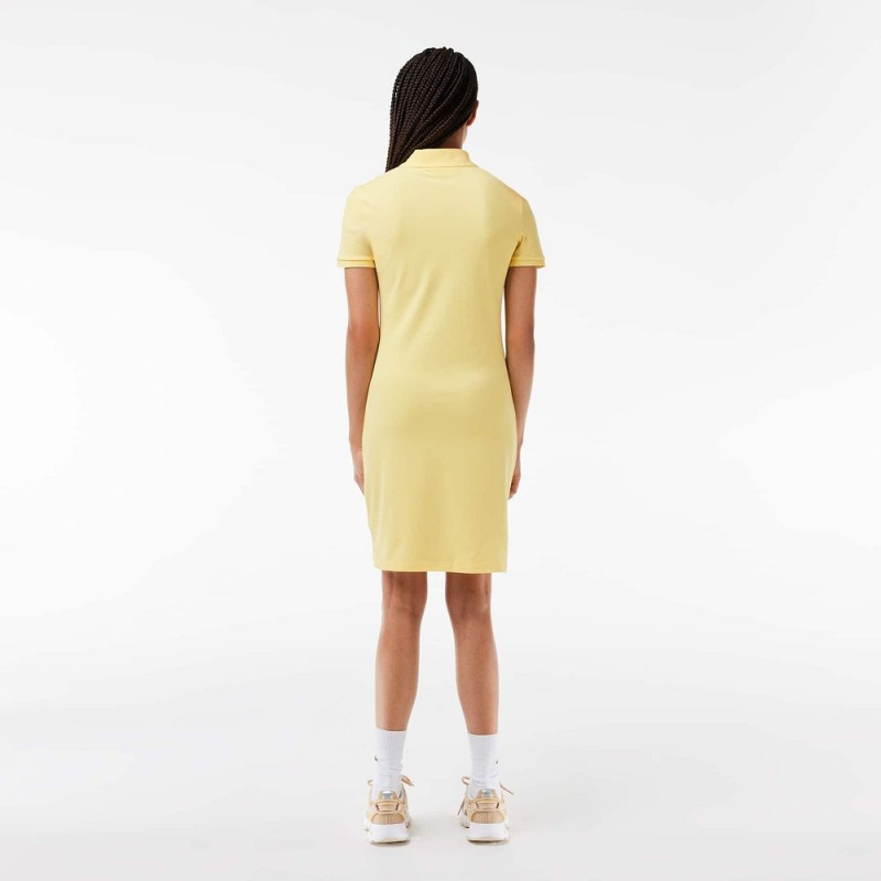 Women's Lacoste Slim Fit Stretch Cotton Piqué Polo Dress Pastel yellow | ZAB314075