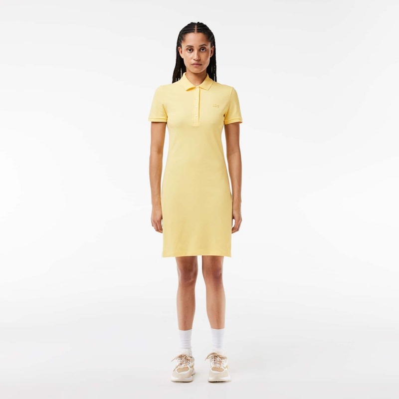 Women\'s Lacoste Slim Fit Stretch Cotton Piqué Polo Dress Pastel yellow | ZAB314075