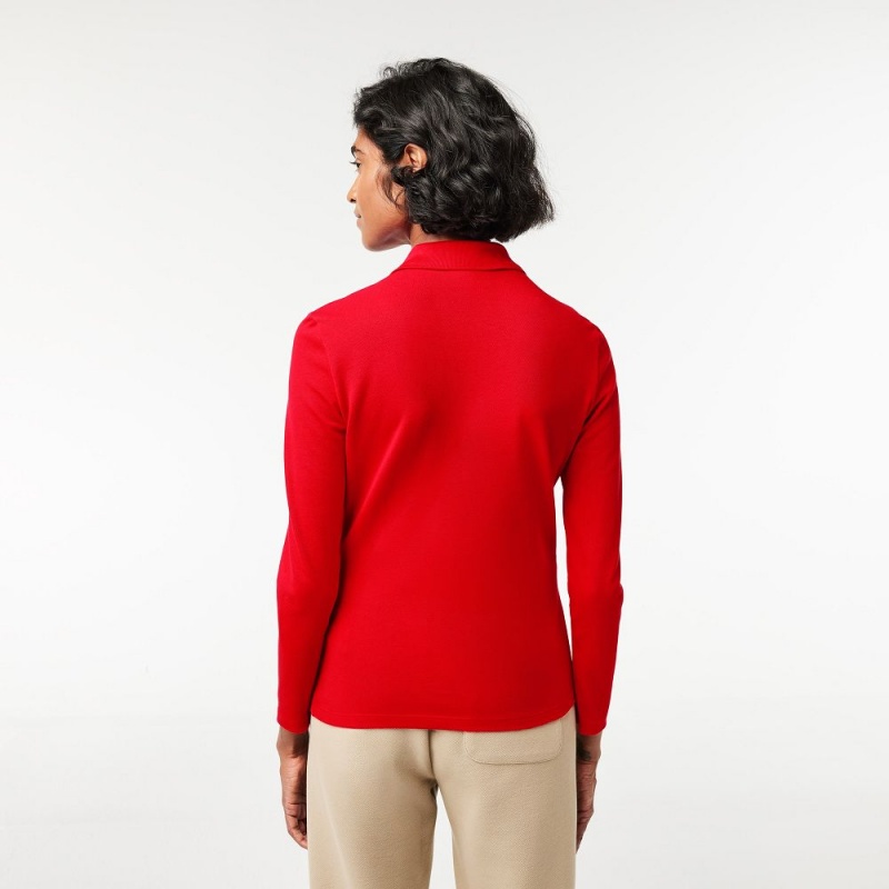 Women's Lacoste Slim Fit Stretch Piqué Polo Shirts Red | BJL409176