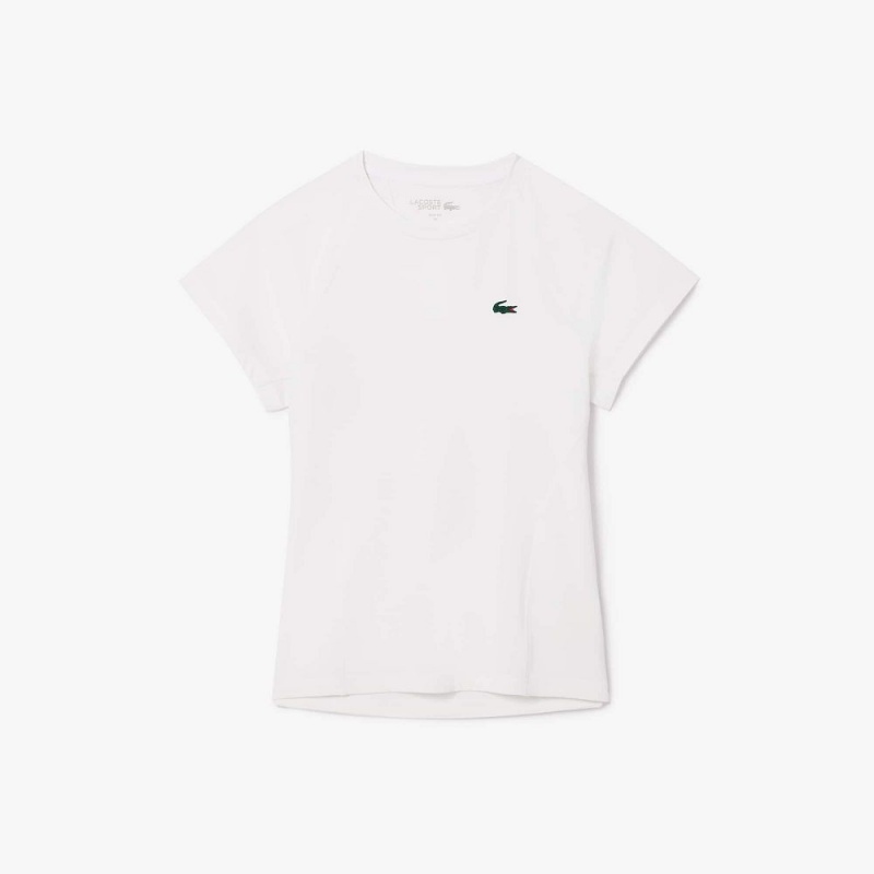 Women's Lacoste Slim Fit Ultra-Dry Sport Stretch T-Shirt White | WFI730124