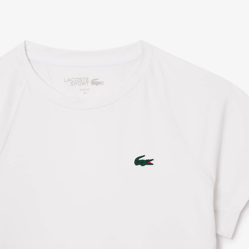 Women's Lacoste Slim Fit Ultra-Dry Sport Stretch T-Shirt White | WFI730124