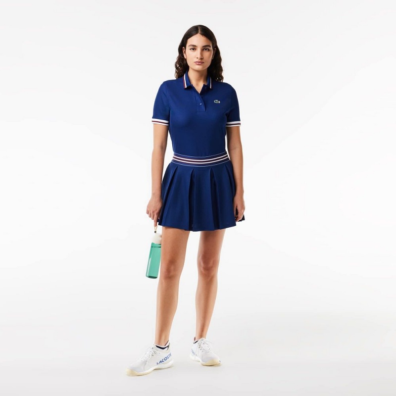 Women's Lacoste Sport Contrast Collar Piqué Polo Shirts Methylene blue | GDW697435