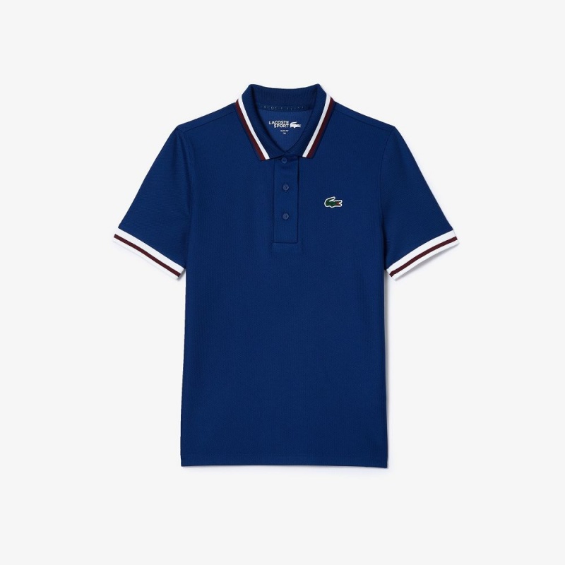 Women's Lacoste Sport Contrast Collar Piqué Polo Shirts Methylene blue | GDW697435