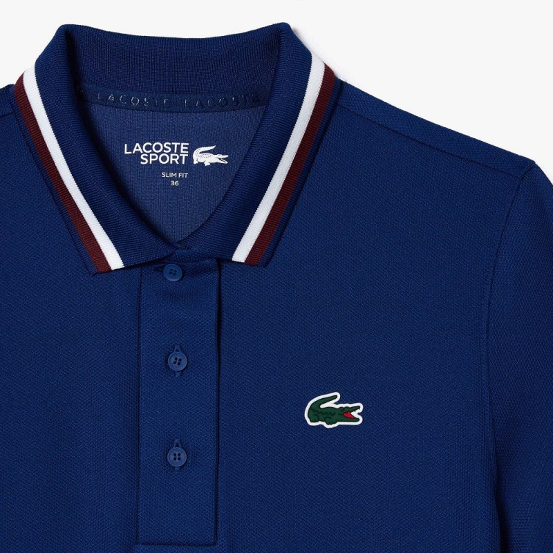 Women's Lacoste Sport Contrast Collar Piqué Polo Shirts Methylene blue | GDW697435