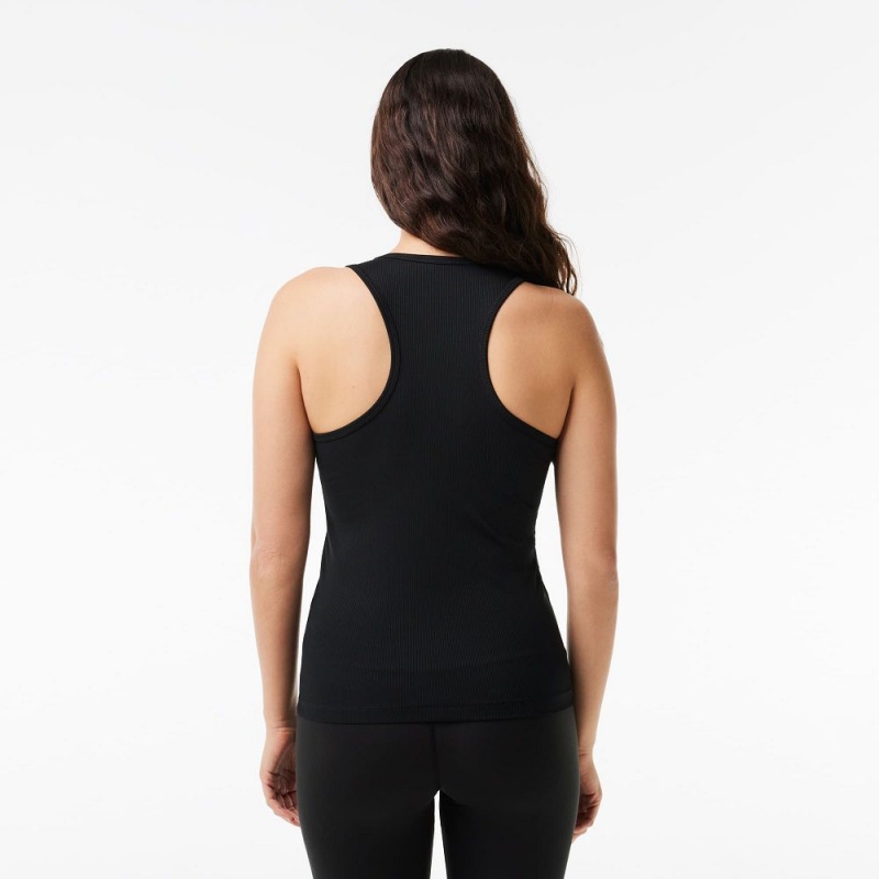 Women's Lacoste Sport Slim Fit Ribbed Tank Top Black | EFK903716