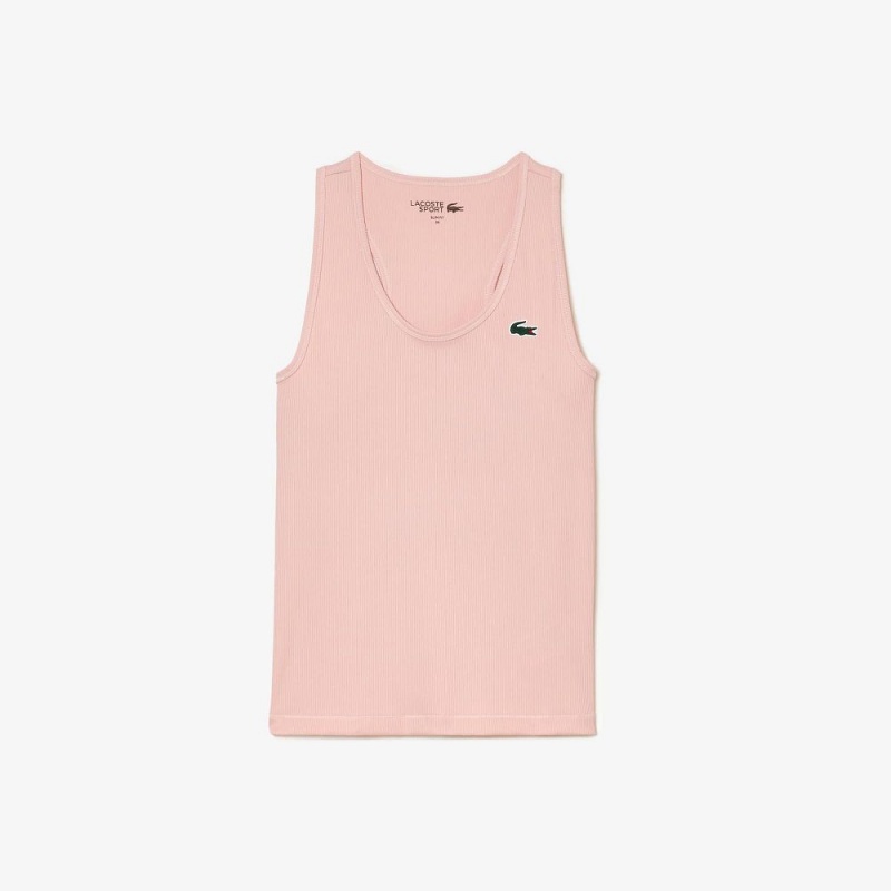 Women's Lacoste Sport Slim Fit Ribbed Tank Top Waterlily Pink | BVU904273