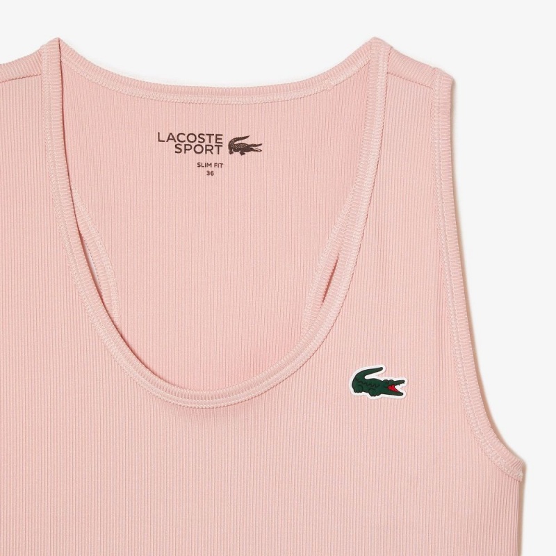 Women's Lacoste Sport Slim Fit Ribbed Tank Top Waterlily Pink | BVU904273