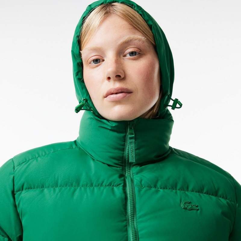 Women's Lacoste Stowable Hood Puffer Jackets Rocket Green | RLB136729