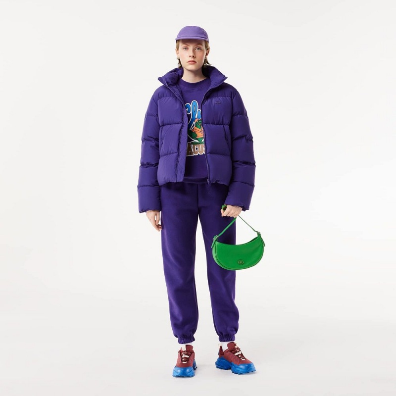 Women's Lacoste Stowable Hood Puffer Jackets Acai Purple | UKY694702