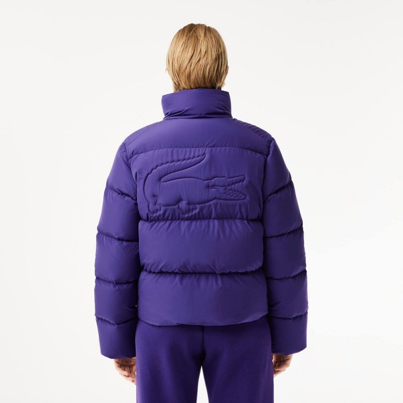 Women's Lacoste Stowable Hood Puffer Jackets Acai Purple | UKY694702