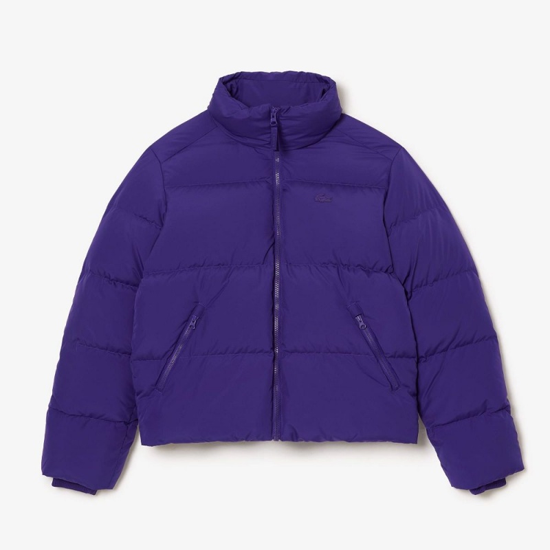 Women's Lacoste Stowable Hood Puffer Jackets Acai Purple | UKY694702