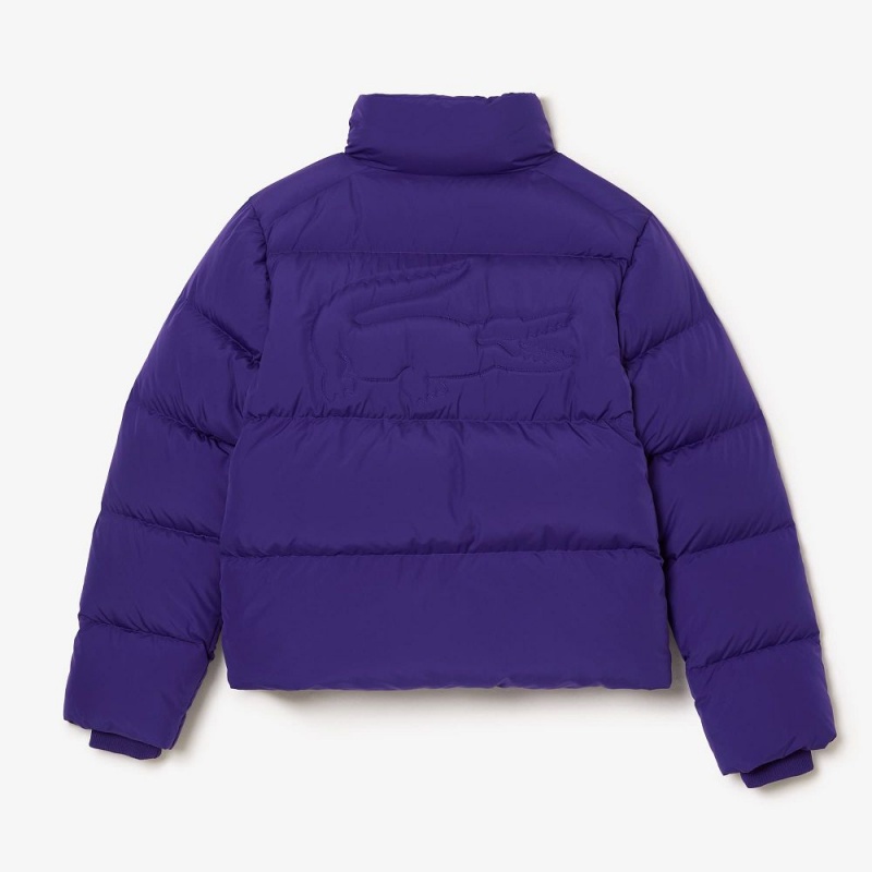 Women's Lacoste Stowable Hood Puffer Jackets Acai Purple | UKY694702