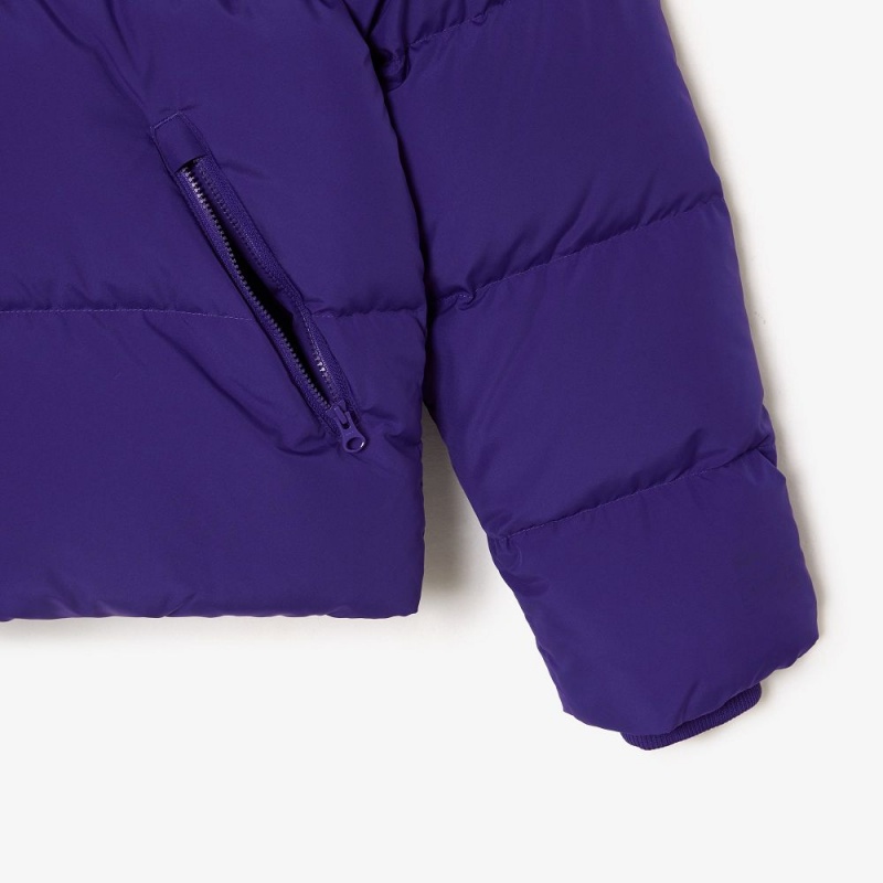 Women's Lacoste Stowable Hood Puffer Jackets Acai Purple | UKY694702