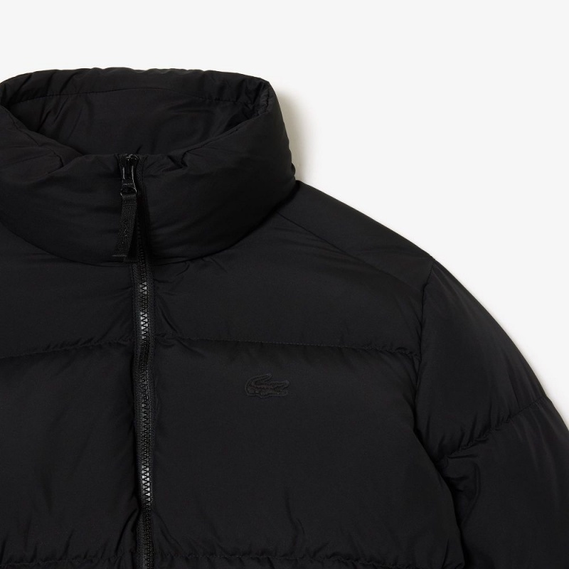 Women's Lacoste Stowable Hood Puffer Jackets Black | PMO690548