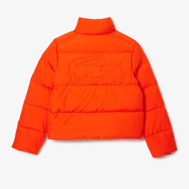 Women's Lacoste Stowable Hood Puffer Jackets Sunrise orange | DCW689327