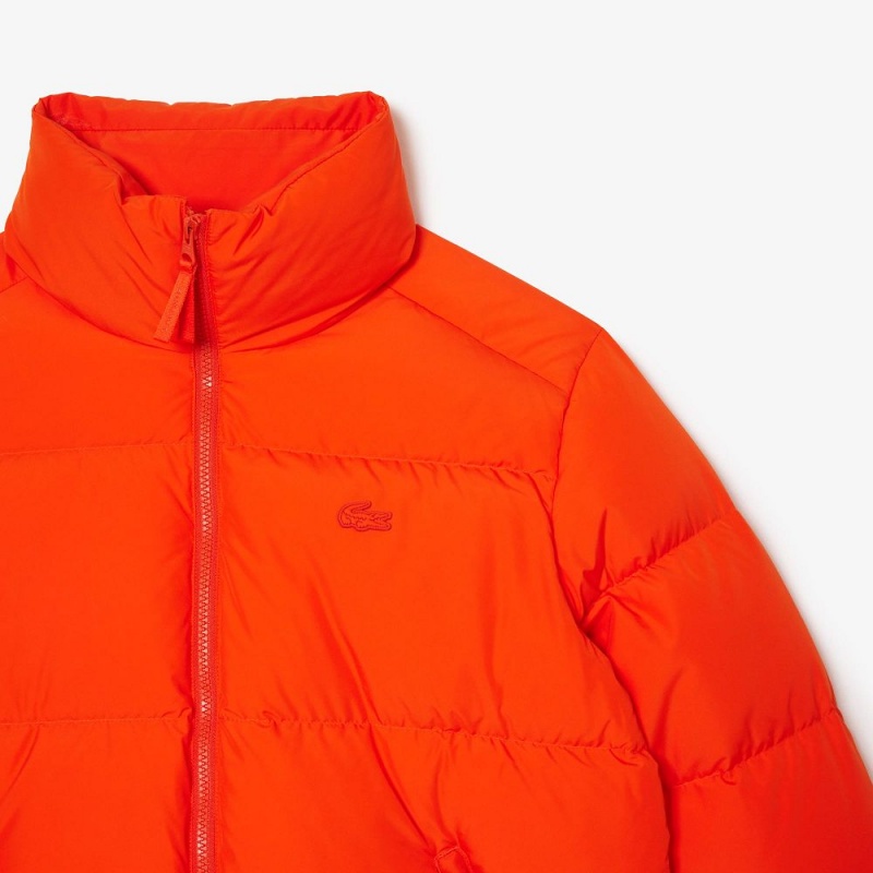 Women's Lacoste Stowable Hood Puffer Jackets Sunrise orange | DCW689327