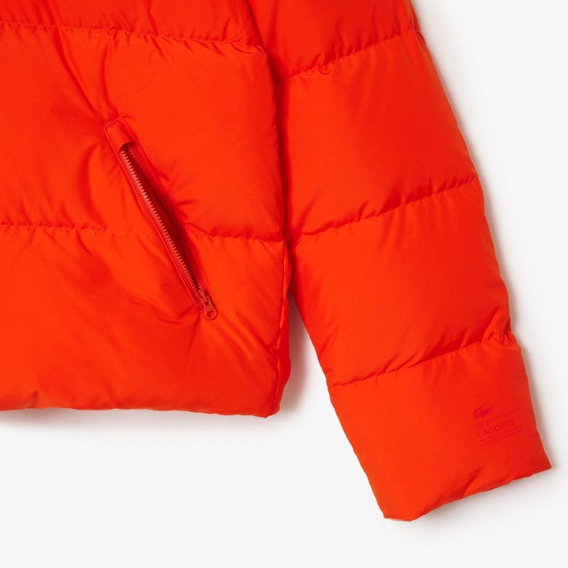 Women's Lacoste Stowable Hood Puffer Jackets Sunrise orange | DCW689327