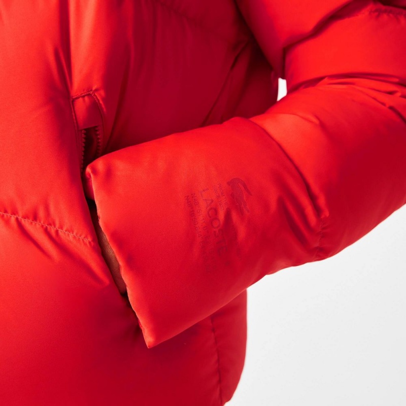 Women's Lacoste Stowable Hood Puffer Jackets Red currant | OXF531986