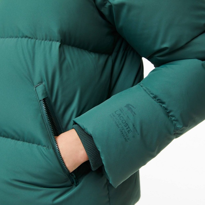 Women's Lacoste Stowable Hood Puffer Jackets Green | GDZ106325