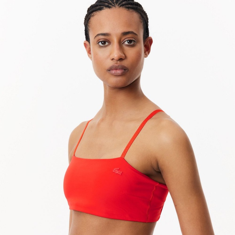 Women's Lacoste Strappy Sports Bra Red currant | DHI236901