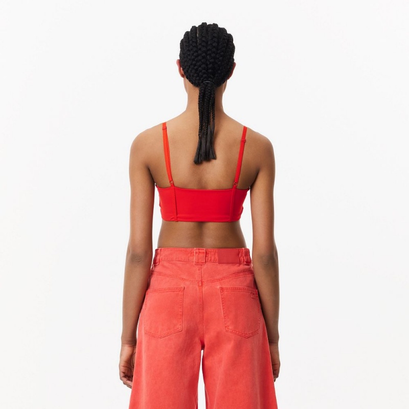 Women's Lacoste Strappy Sports Bra Red currant | DHI236901