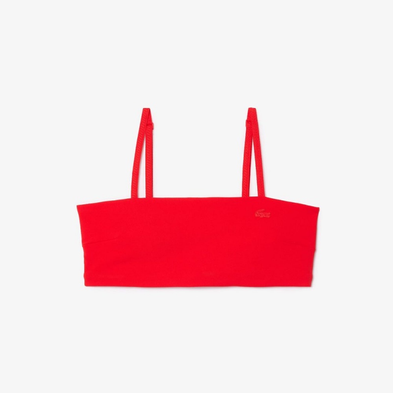 Women's Lacoste Strappy Sports Bra Red currant | DHI236901