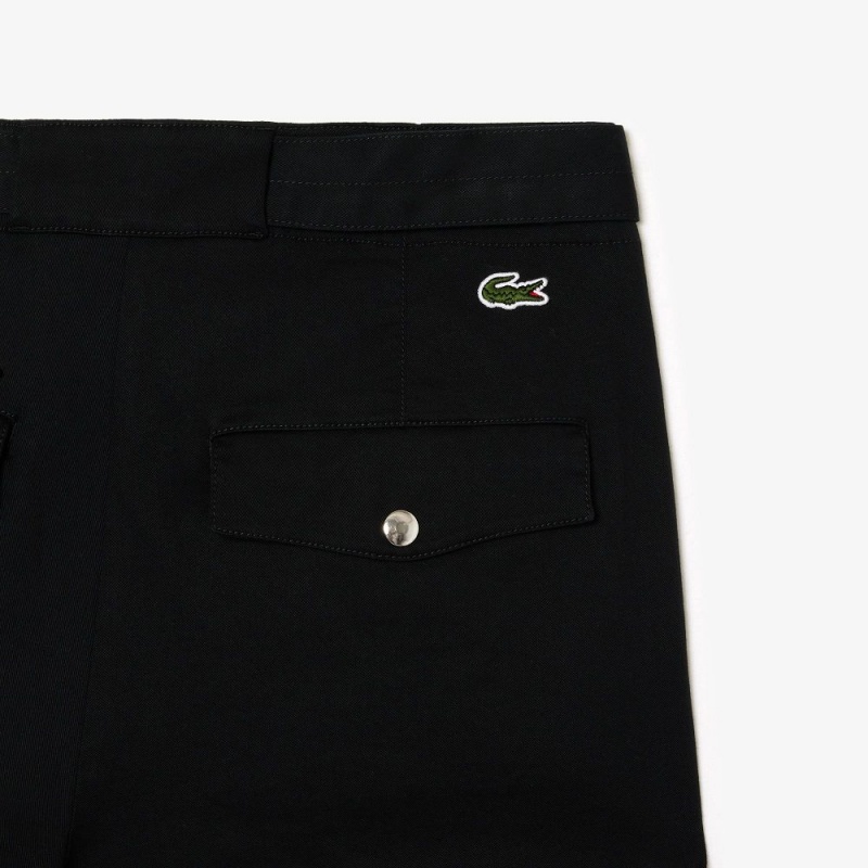 Women's Lacoste Stretch Cotton Gabardine Cargo Pants Black | BGE895420