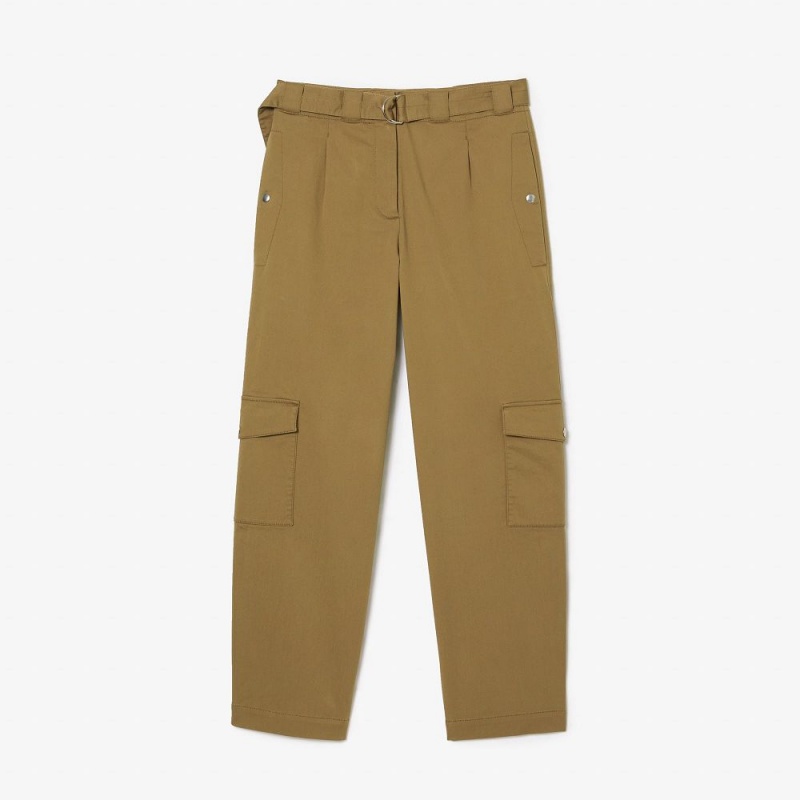 Women's Lacoste Stretch Cotton Gabardine Cargo Pants Brown | SWC614257