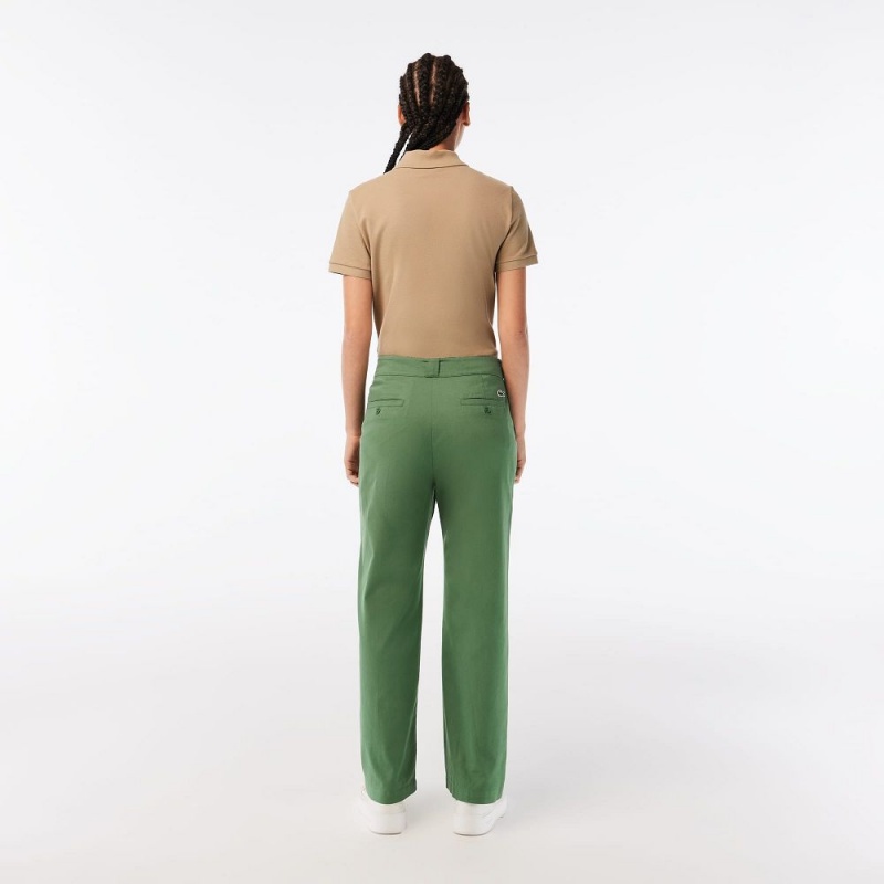 Women's Lacoste Stretch Gabardine Pants Khaki Green | SVL452189