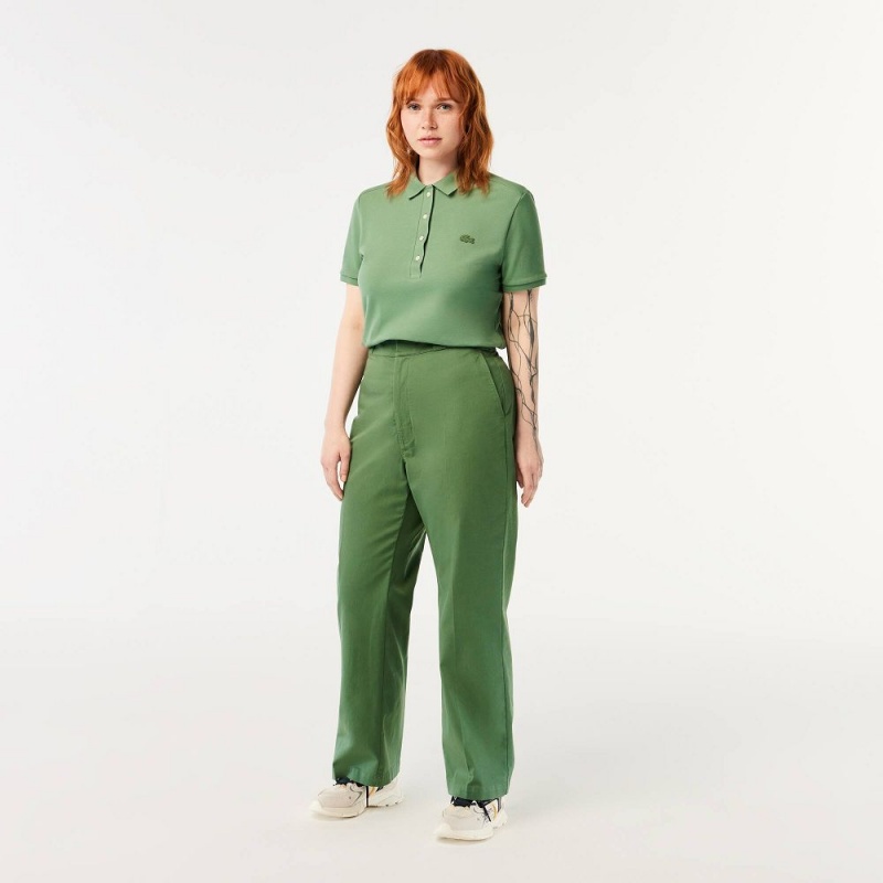 Women's Lacoste Stretch Gabardine Pants Khaki Green | SVL452189