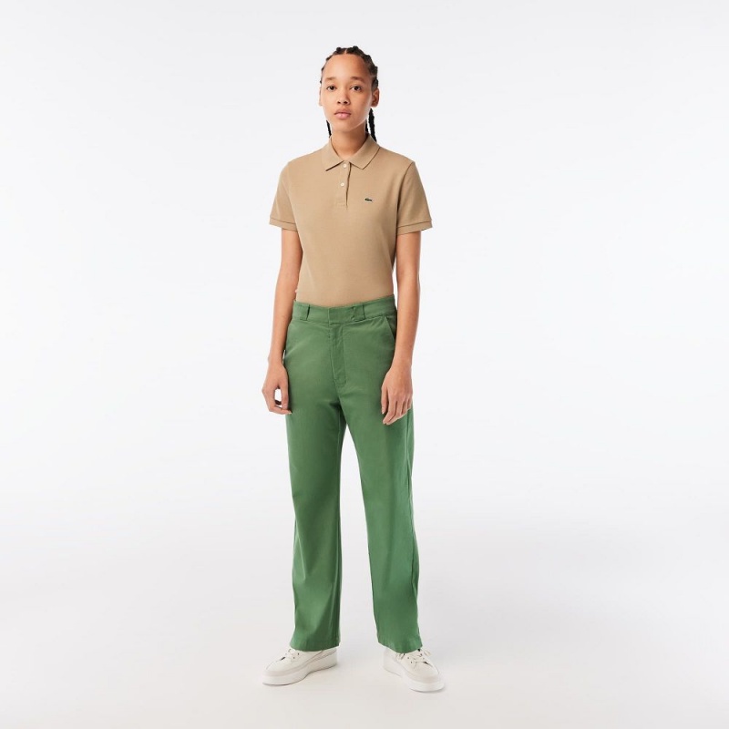 Women\'s Lacoste Stretch Gabardine Pants Khaki Green | SVL452189