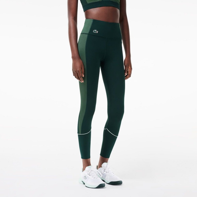 Women's Lacoste Stretch Sport with Pockets Leggings Green Dark Green | RNF329540