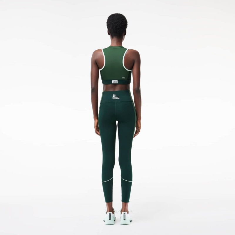 Women's Lacoste Stretch Sport with Pockets Leggings Green Dark Green | RNF329540