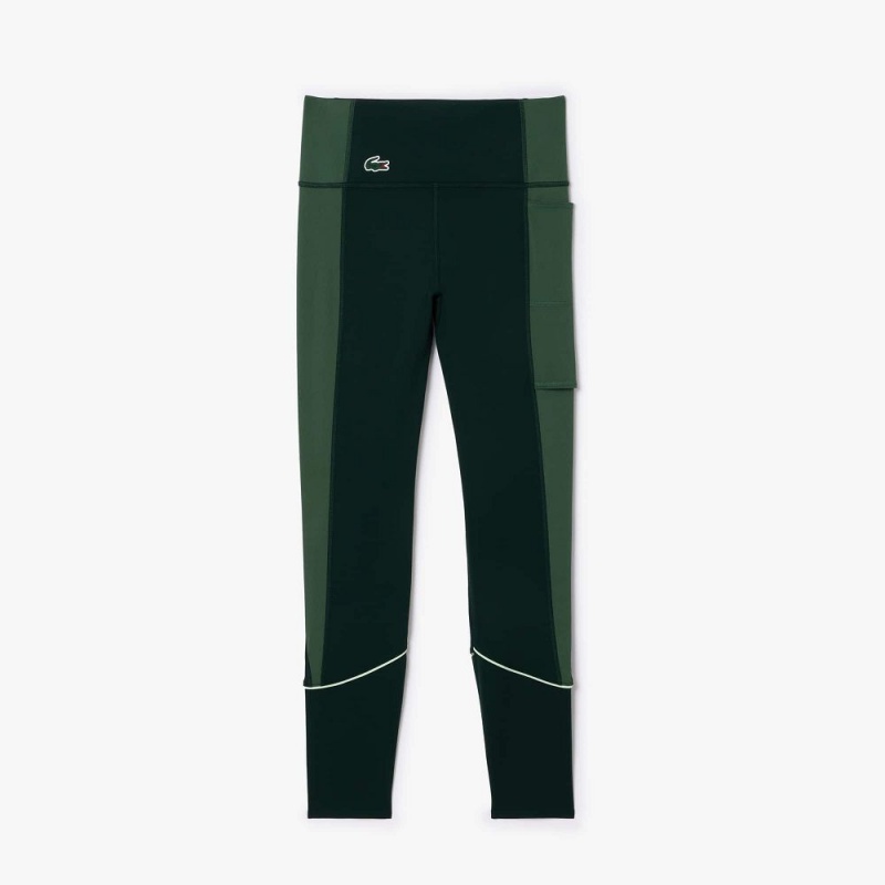 Women's Lacoste Stretch Sport with Pockets Leggings Green Dark Green | RNF329540