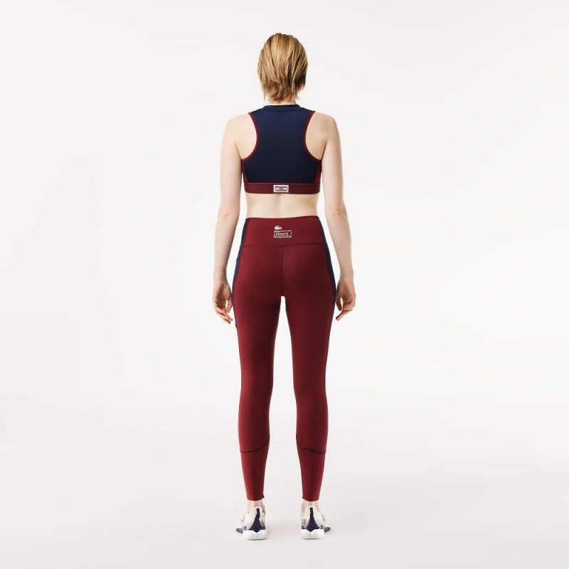 Women's Lacoste Stretch Sport with Pockets Leggings Bordeaux Navy Blue | BTQ974058