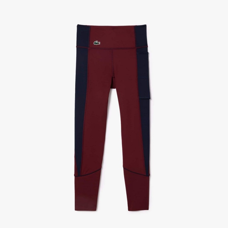 Women's Lacoste Stretch Sport with Pockets Leggings Bordeaux Navy Blue | BTQ974058