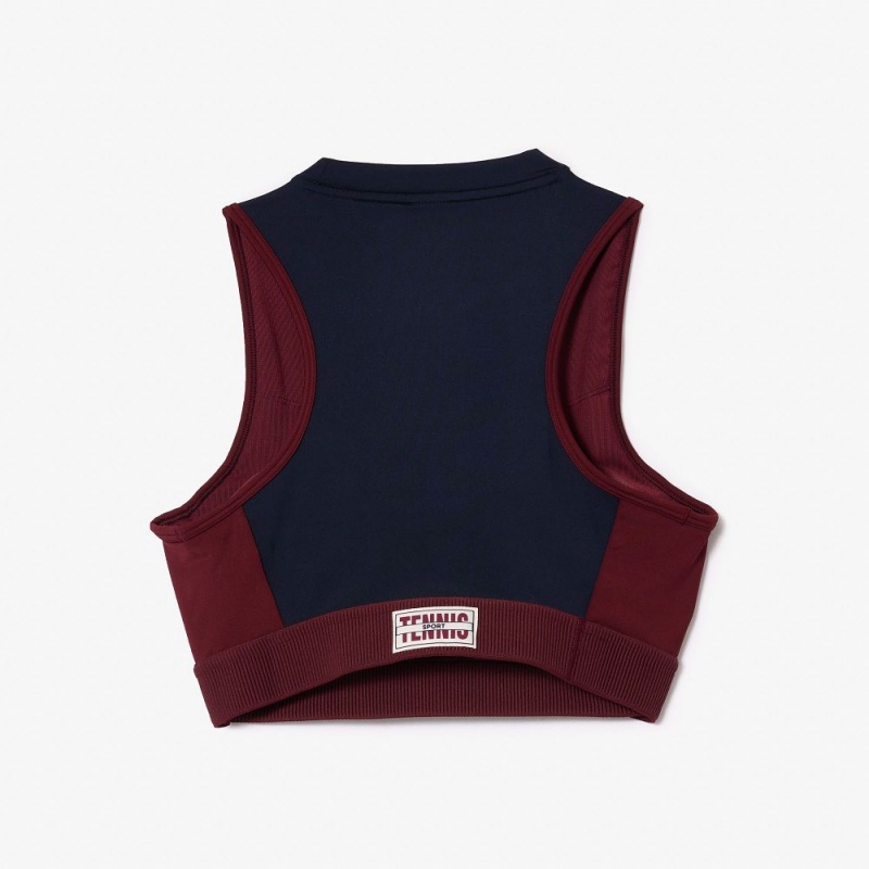 Women's Lacoste Stretch Sports Bra Navy Blue Bordeaux | MGS719438