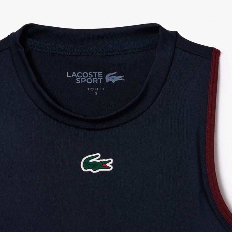 Women's Lacoste Stretch Sports Bra Navy Blue Bordeaux | MGS719438