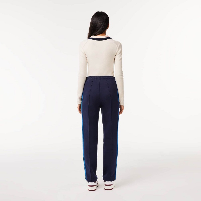 Women's Lacoste Striped Knit Pants Navy Blue | DJT954786